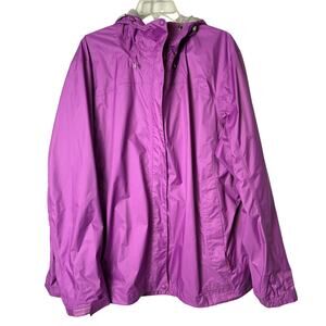 L.L. Bean Hooded Rain Jacket Womens 3X Purple Nylon Lightweight